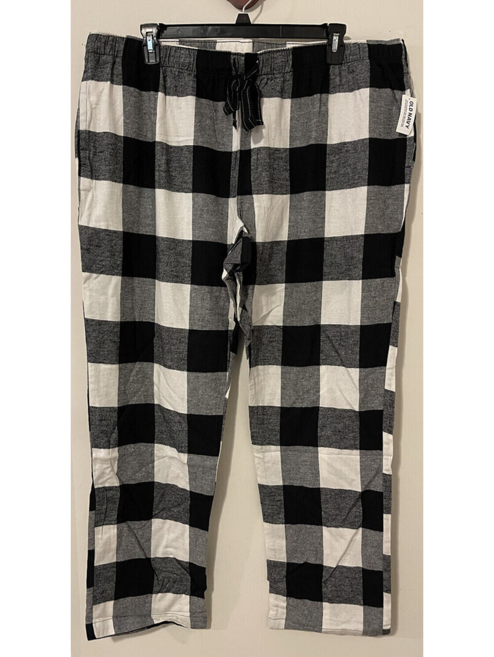 Old Navy Mens 4x White Plaid Cotton Lounge PJ Pants w/Pockets NWT! A5620